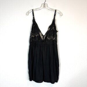 Tiare Hawaii Black Mini Dress Lace Bodice Spaghetti Strap Size S/M